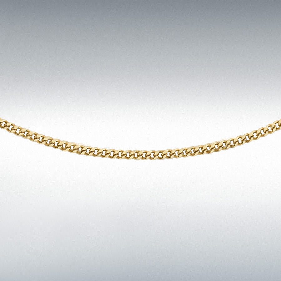 9ct Yellow Gold Diamond Cut Curb Chain Link 16"/18" Necklace