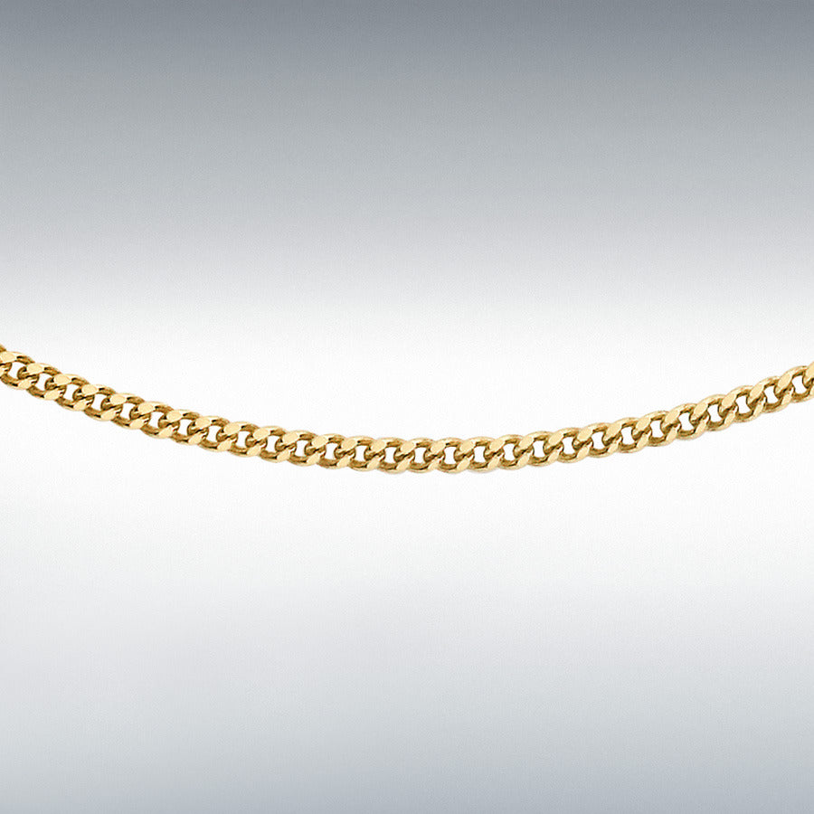 9ct Yellow Gold Diamond Cut Curb Chain Link 16" Necklace