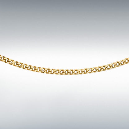 9ct Yellow Gold Diamond Cut Curb Chain Link 18" Necklace