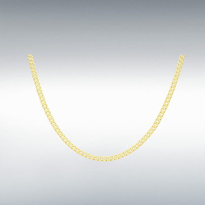 9ct Yellow Gold Diamond Cut Flat Curb Chain Link 18" Necklace