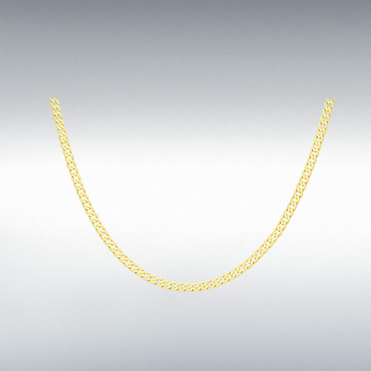 9ct Yellow Gold Diamond Cut Flat Curb Chain Link 18" Necklace