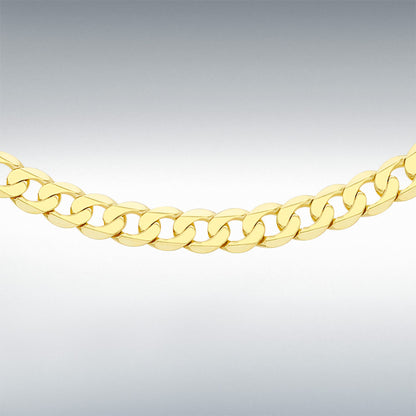 9ct Yellow Gold Diamond Cut Flat Curb Chain Link 18" Necklace
