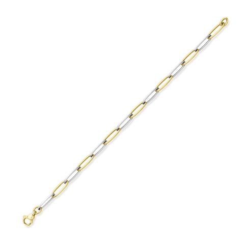 9ct Yellow & White Gold Two Tone Gold Elongated Oval Link Bracelet