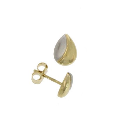 9ct Yellow & White Gold Pear-Shaped Stud Earrings