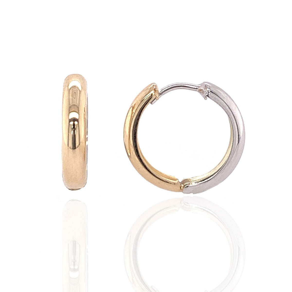 9ct Yellow & White Gold Polished Reversible Huggy Hoop Earrings