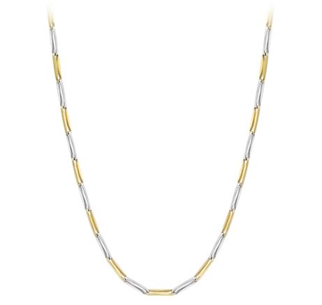 9ct Yellow & White Gold Two Tone Elongated Chain Link 18" Necklace