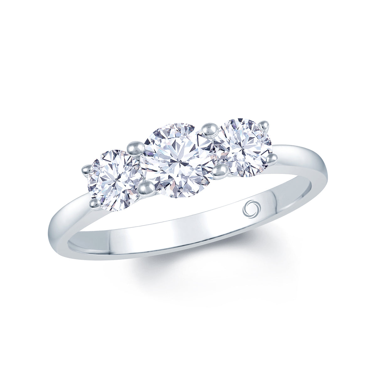 Platinum Graduated Three Stone Diamond 1.00ct Claw Set Trilogy Ring