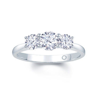 Platinum Graduated Three Stone Diamond 1.00ct Claw Set Trilogy Ring