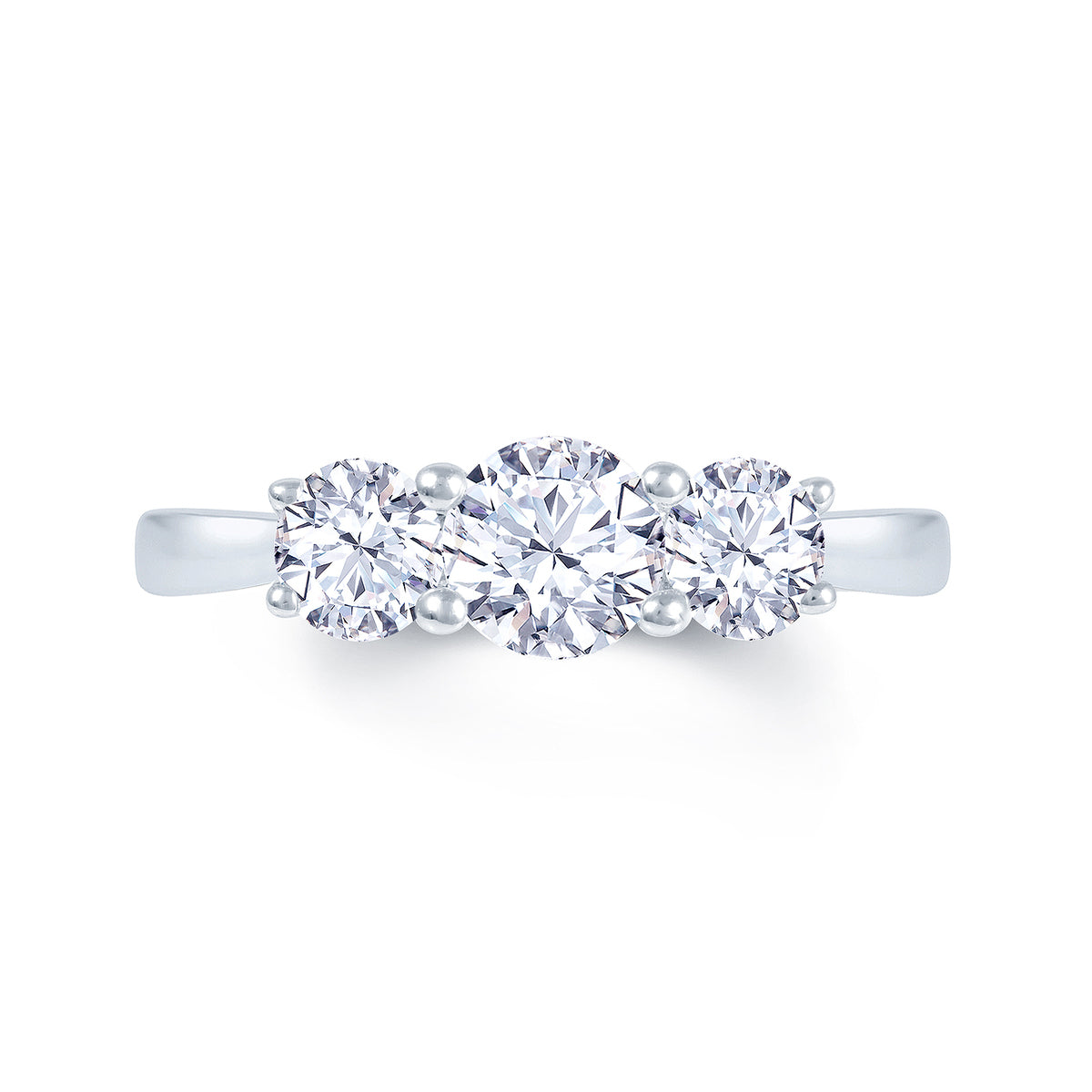 Platinum Graduated Three Stone Diamond 1.00ct Claw Set Trilogy Ring