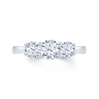 Platinum Graduated Three Stone Diamond 1.00ct Claw Set Trilogy Ring
