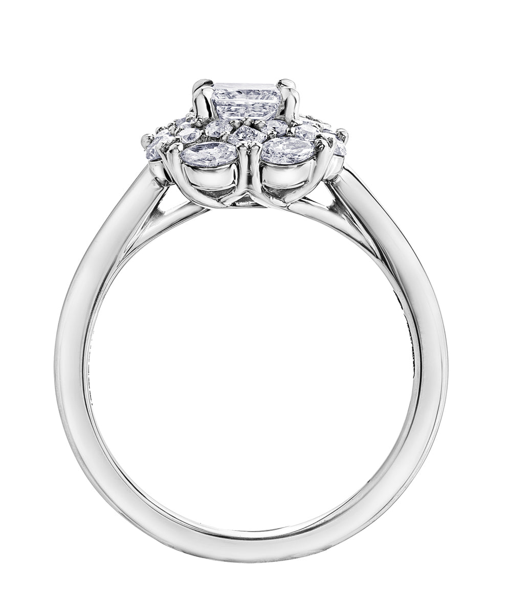 Platinum Multi-Cut Diamond Set 1.08ct Fancy Cluster Dress Ring