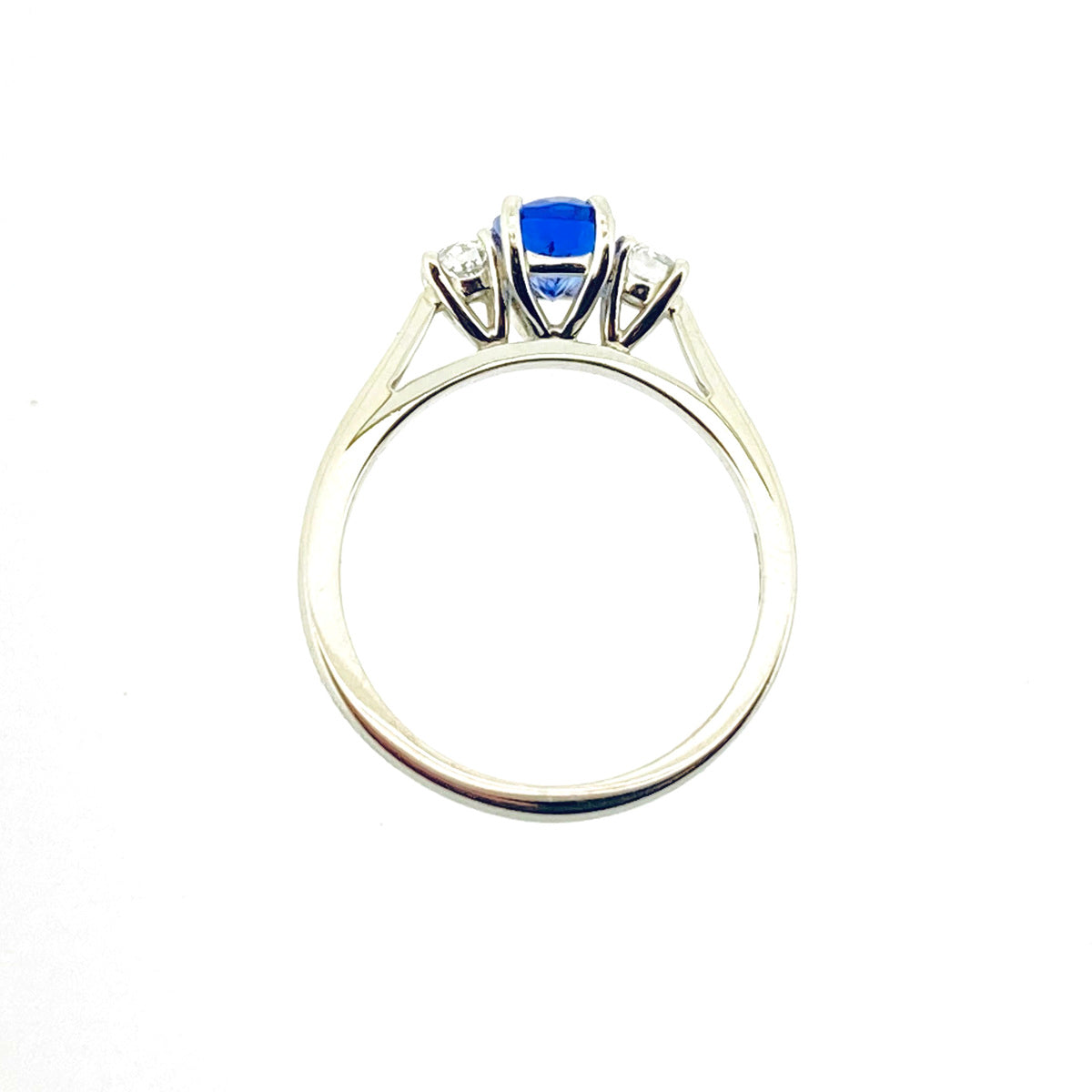 Platinum Tanzanite & Diamond Set Three Stone Trilogy Ring