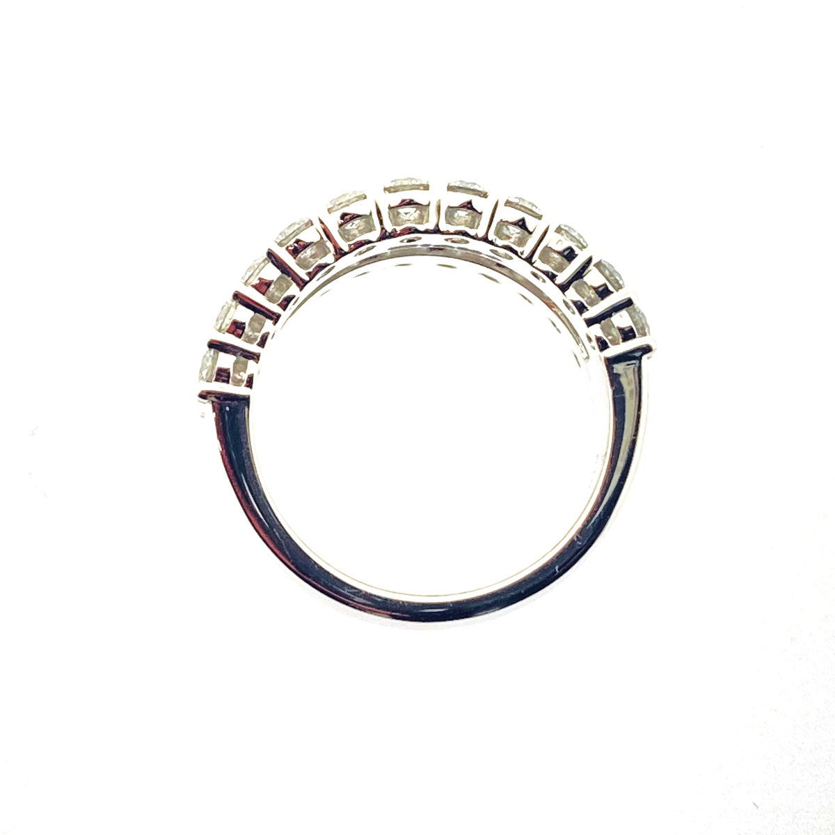 Platinum Three Row Graduated Baguette & Brilliant Cut Diamond Set Ring