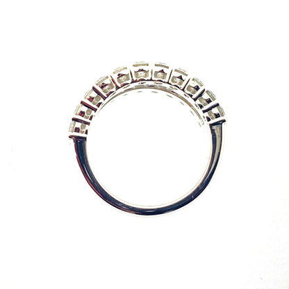 Platinum Three Row Graduated Baguette & Brilliant Cut Diamond Set Ring