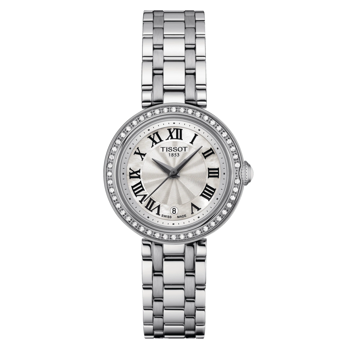 Tissot Bellissima Small Lady Mother of Pearl Dial Diamond Set Stainless Steel Womens Quartz Watch T1260106111300