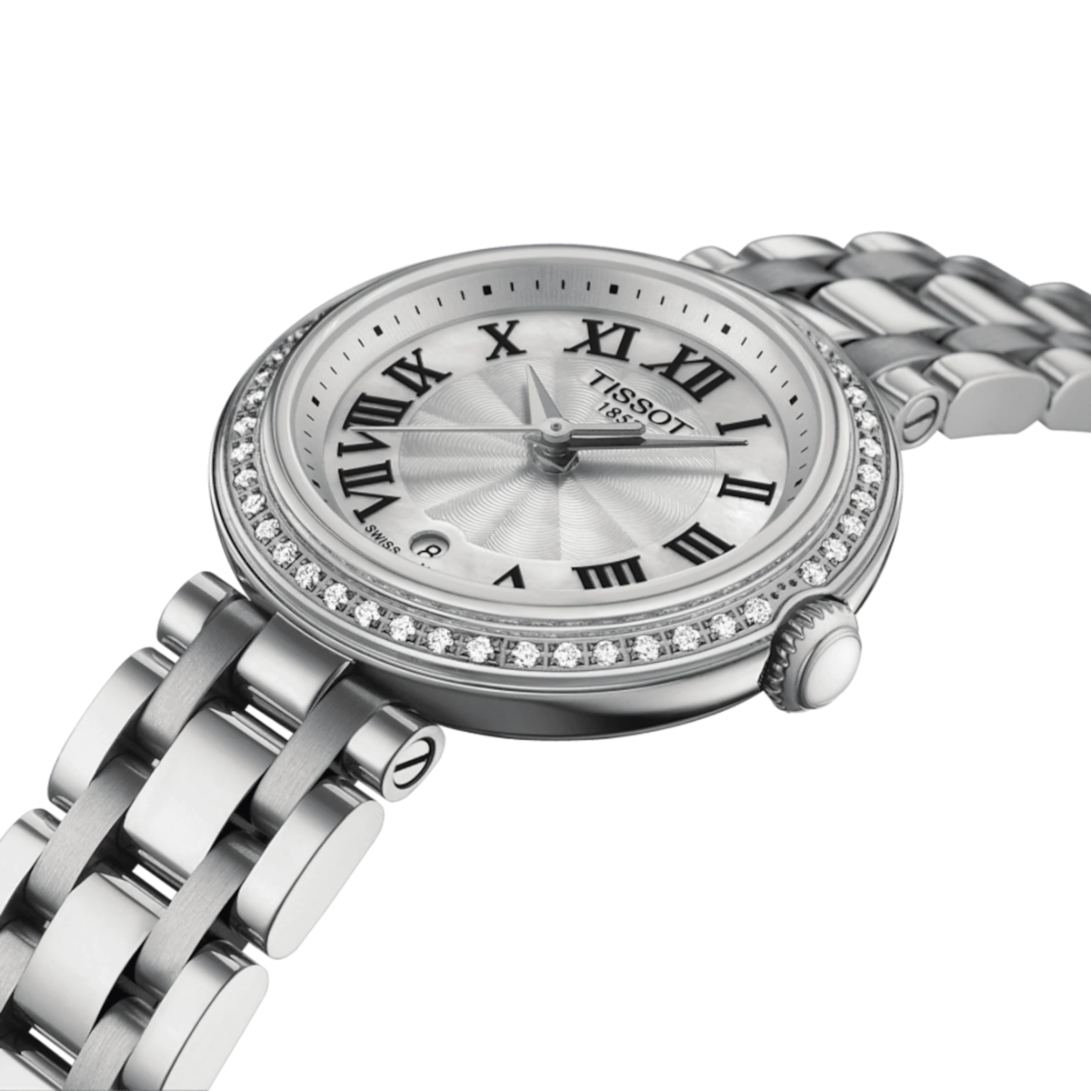 Tissot Bellissima Small Lady Mother of Pearl Dial Diamond Set Stainless Steel Womens Quartz Watch T1260106111300