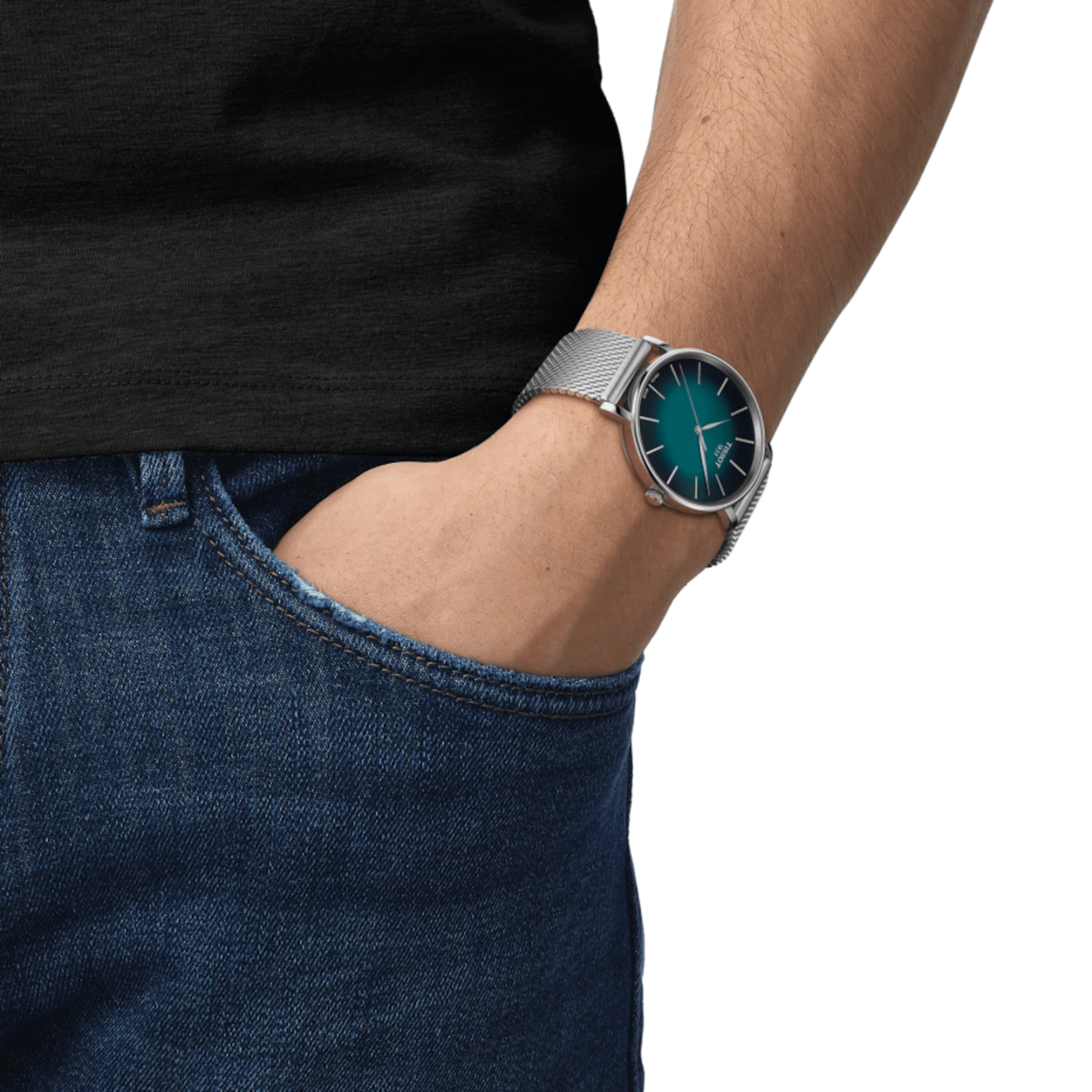 Tissot Everytime Gent Green-Black Dial Stainless Steel Mens Quartz Watch T1434101109100