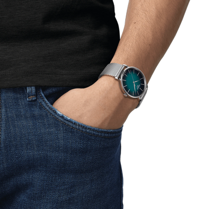 Tissot Everytime Gent Green-Black Dial Stainless Steel Mens Quartz Watch T1434101109100