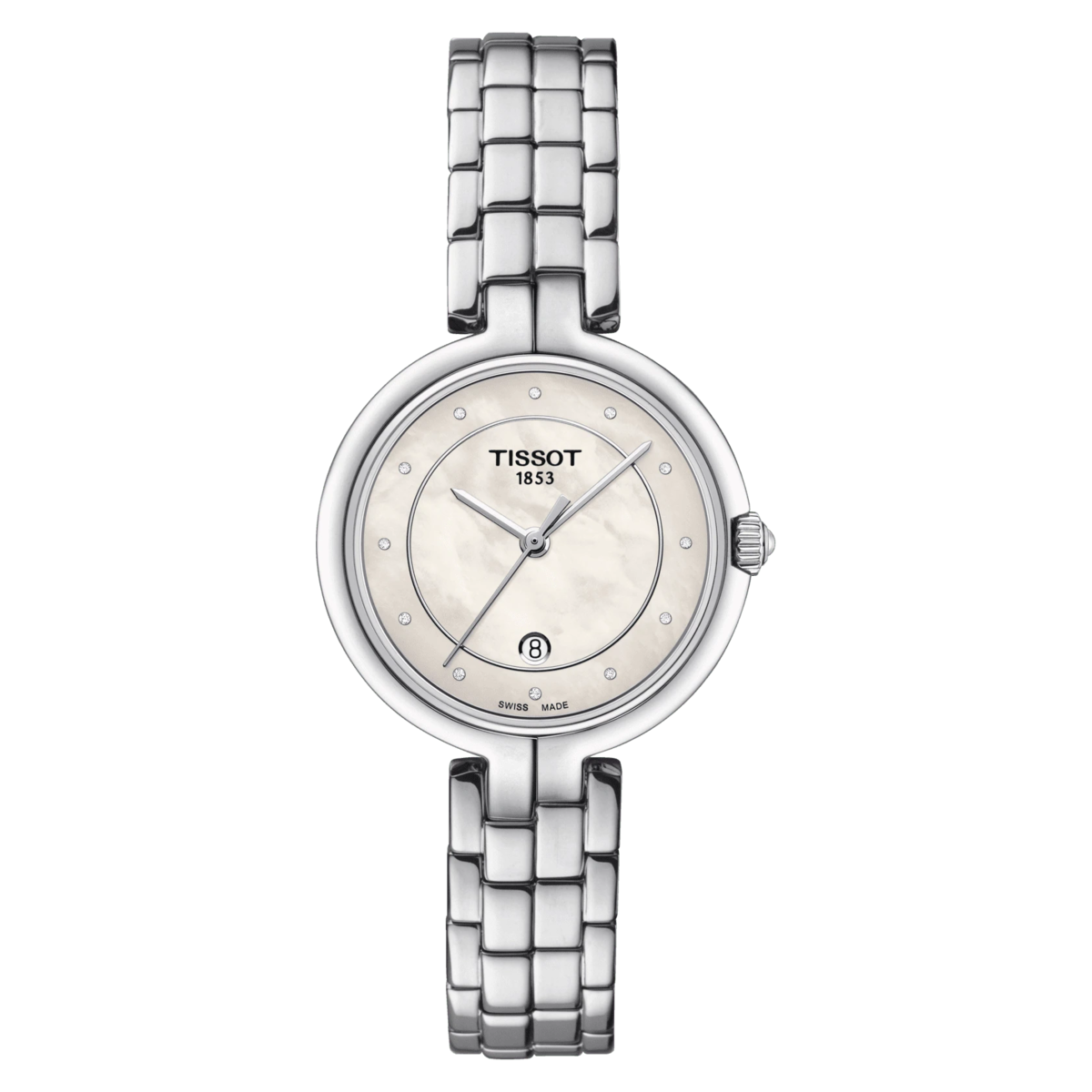 Tissot Flamingo Mother of Pearl Diamond Set Dial Stainless Steel Womens Quartz Watch T0942101111601