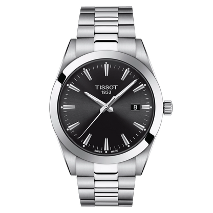 Tissot Gentleman Black Dial Stainless Steel Mens Quartz Watch T1274101105100