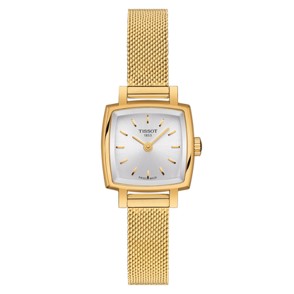 Tissot Lovely Square Silver Dial PVD Gold Plated Womens Quartz Watch T0581093303100