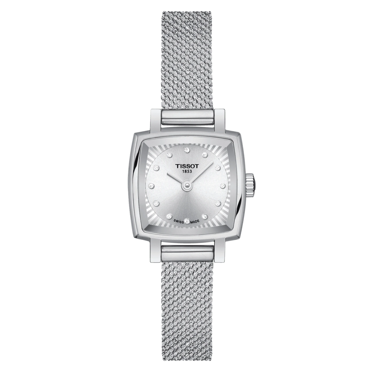 Tissot Lovely Square Silver Diamond Set Dial Stainless Steel Womens Quartz Watch T0581091103600