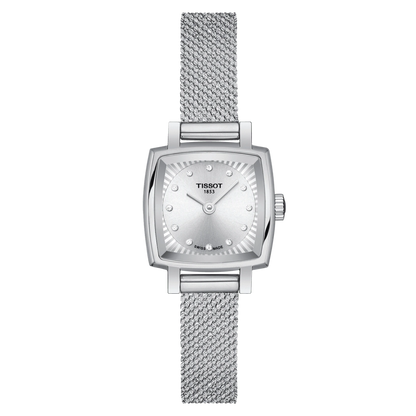 Tissot Lovely Square Silver Diamond Set Dial Stainless Steel Womens Quartz Watch T0581091103600