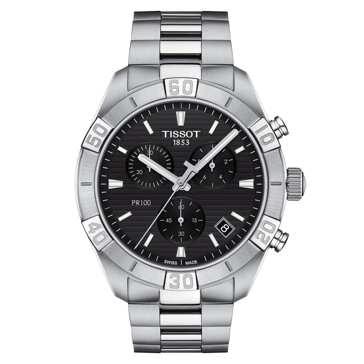 Tissot PR 100 Sport Black Dial Stainless Steel Mens Quartz Chronograph Watch T1016171105100