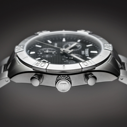 Tissot PR 100 Sport Black Dial Stainless Steel Mens Quartz Chronograph Watch T1016171105100