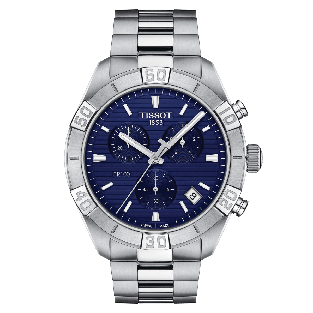 Tissot PR 100 Sport Blue Dial Stainless Steel Mens Quartz Chronograph Watch T1016171104100