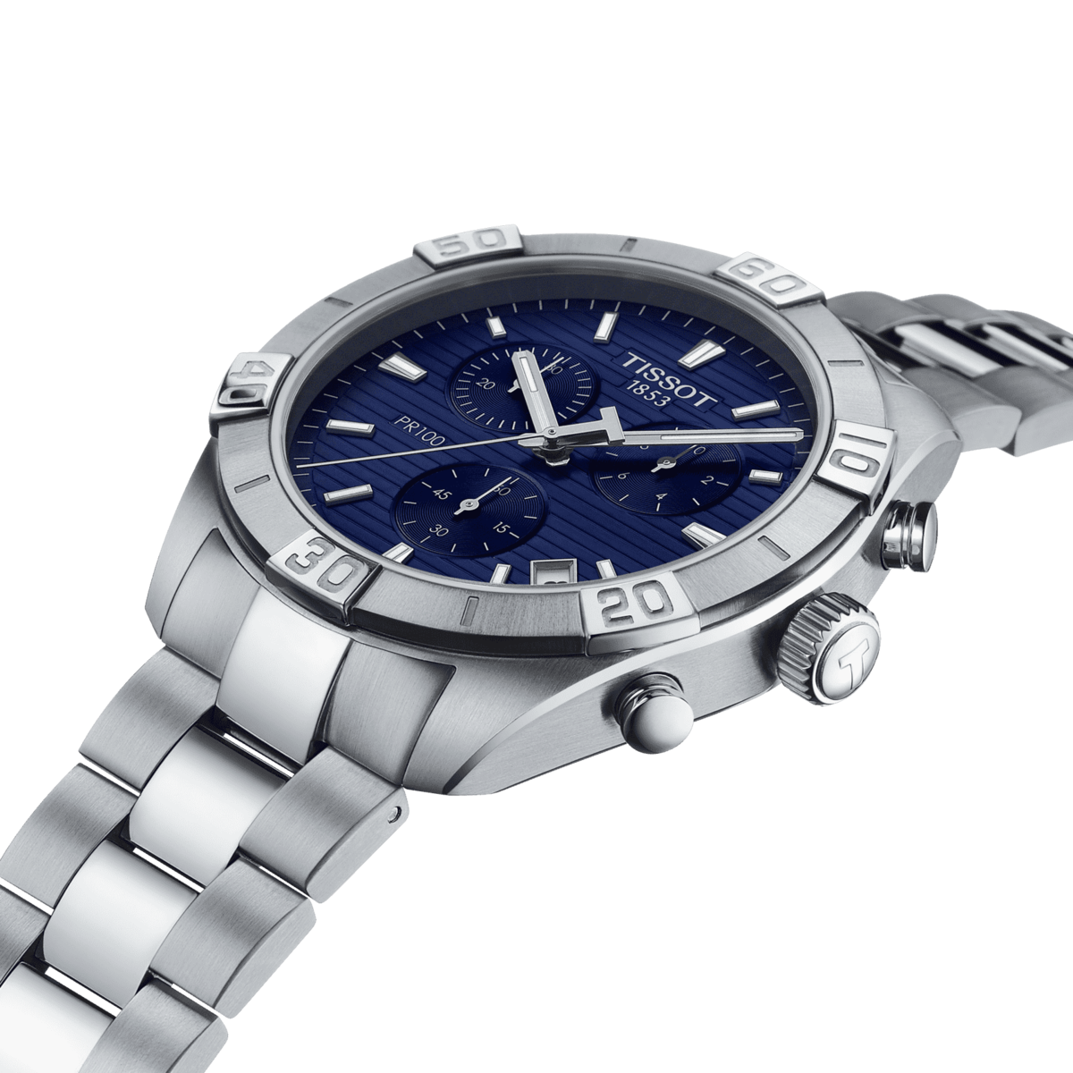 Tissot PR 100 Sport Blue Dial Stainless Steel Mens Quartz Chronograph Watch T1016171104100