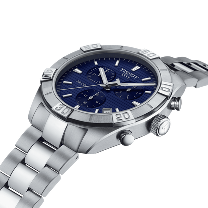 Tissot PR 100 Sport Blue Dial Stainless Steel Mens Quartz Chronograph Watch T1016171104100