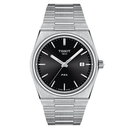 Tissot PRX Black Dial Stainless Steel Mens Quartz Watch T1374101105100
