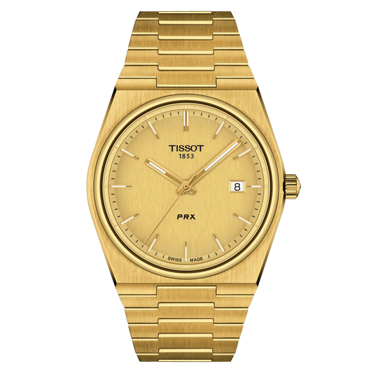 Tissot PRX Champagne Dial PVD Gold Plated Mens Quartz Watch T1374103302100