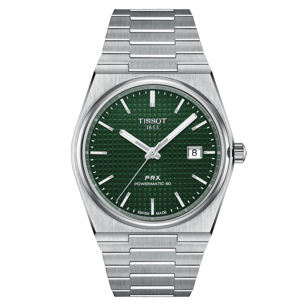 Tissot PRX Green Dial Stainless Steel Powermatic 80 Mens Watch T1374071109100