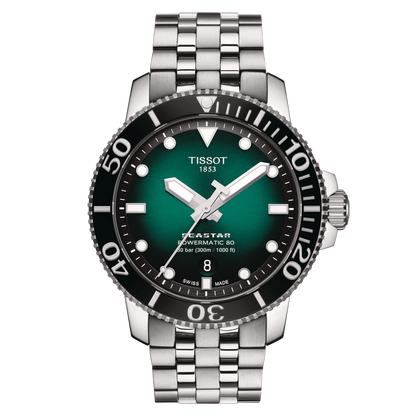 Tissot Seastar 1000 Green & Black Dial Stainless Steel Powermatic 80 Mens Watch T1204071109101