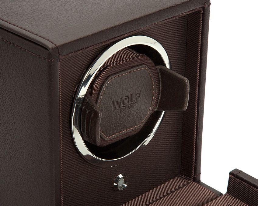 WOLF Brown Cub Single Winder with Cover Watch Winding Box 461106