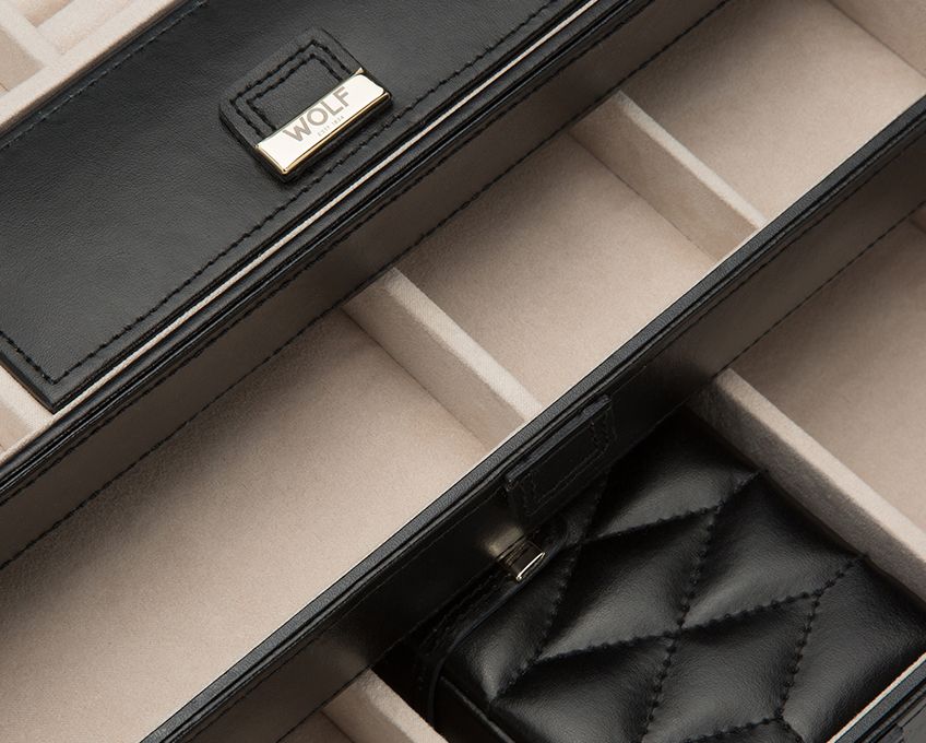 WOLF Caroline Black Medium Jewellery Box & Travel Case 329771