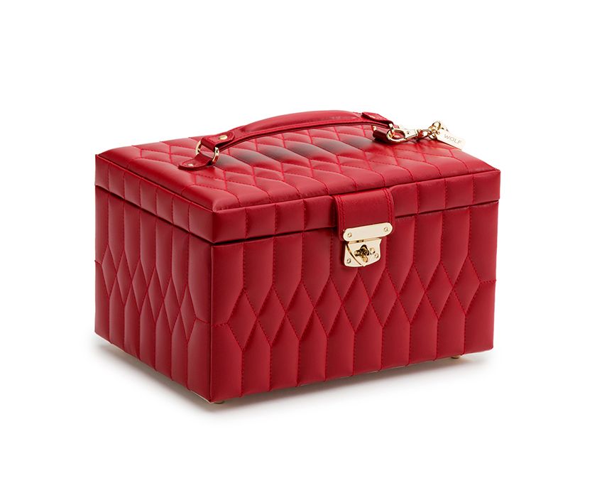 WOLF Caroline Red Medium Jewellery Box & Travel Case 329772