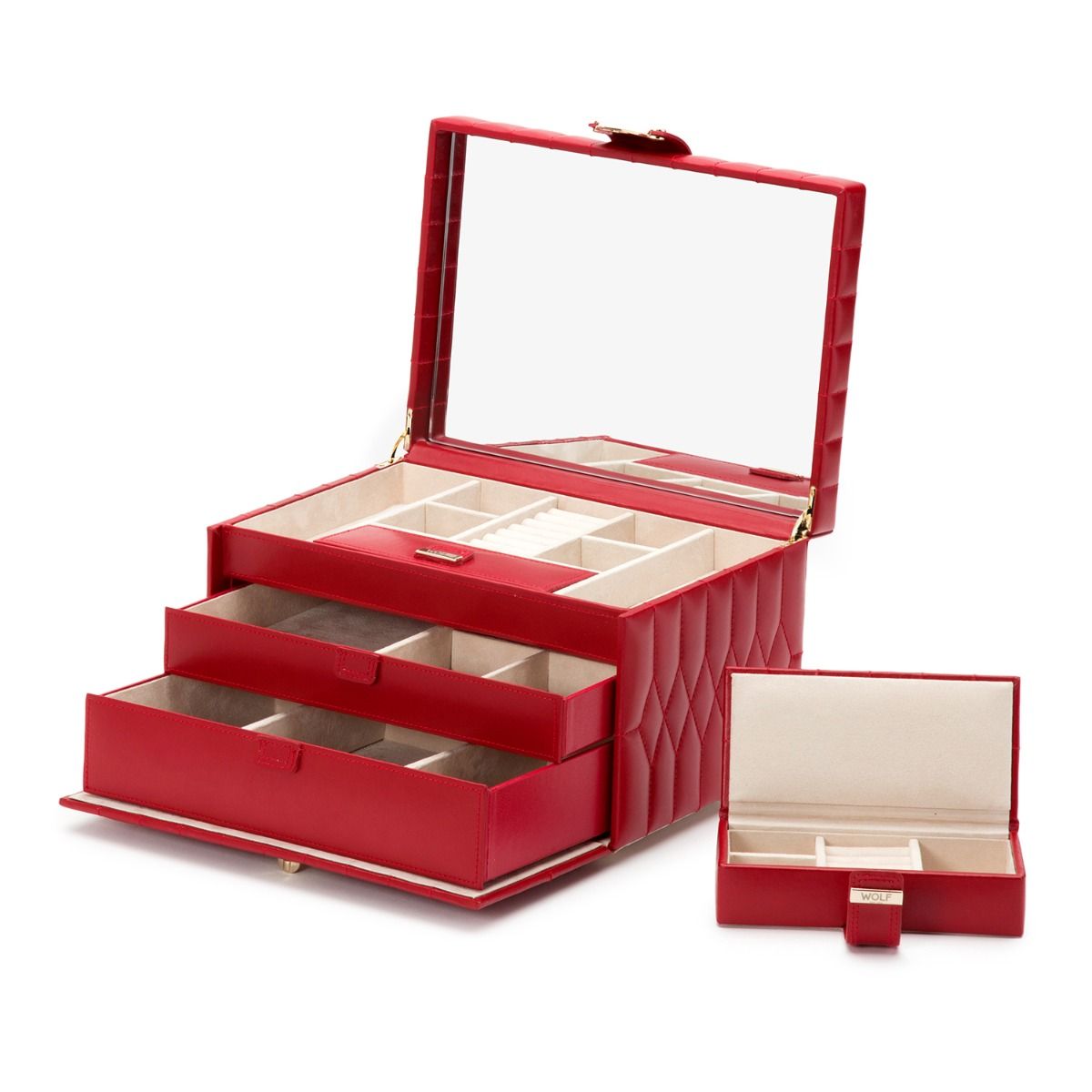 WOLF Caroline Red Medium Jewellery Box & Travel Case 329772