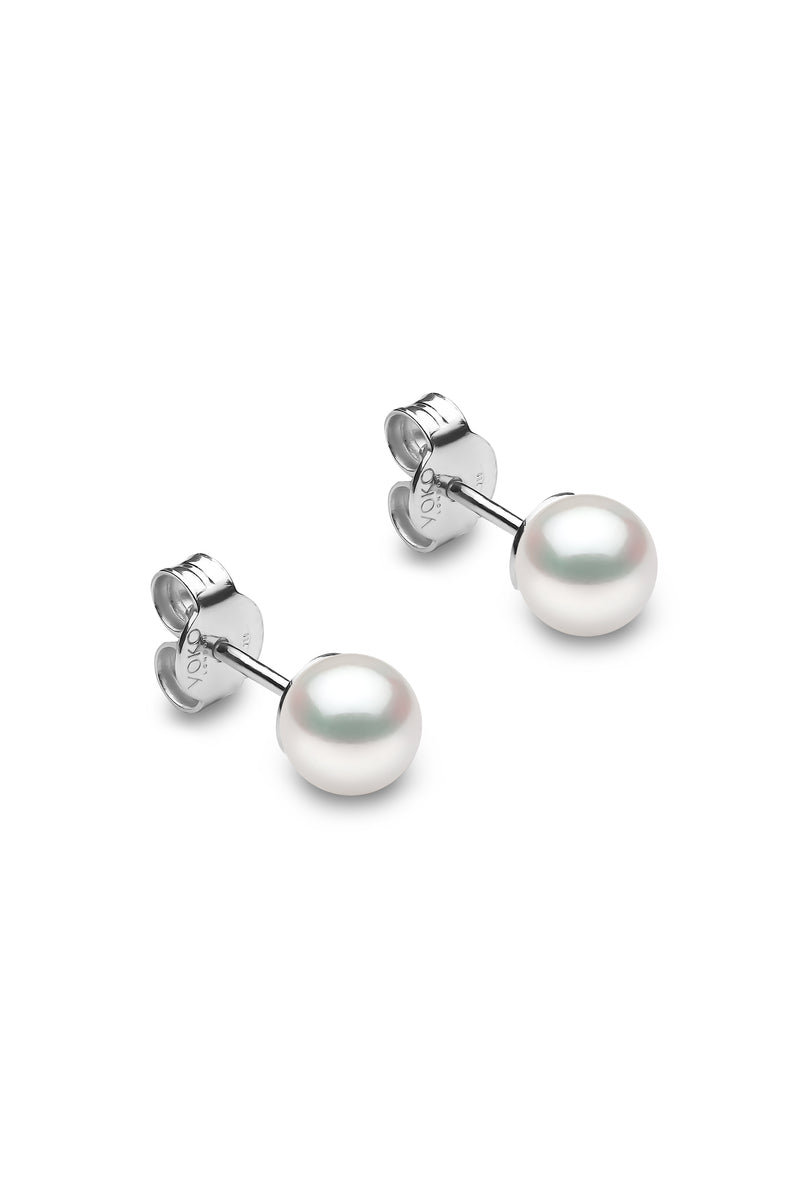 YOKO London 18ct White Gold 5mm Cultured Japanese Akoya Pearl Stud Earrings