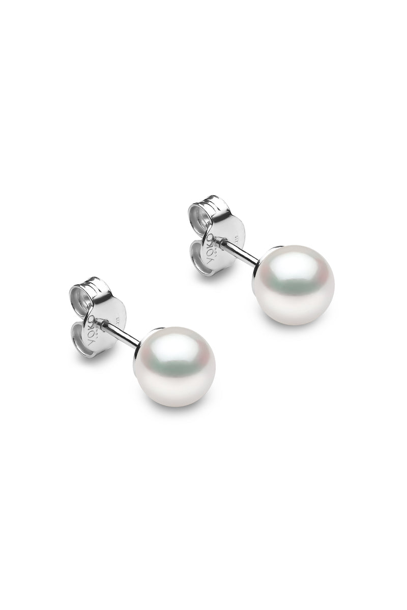 YOKO London 18ct White Gold 6mm Cultured Japanese Akoya Pearl Stud Earrings