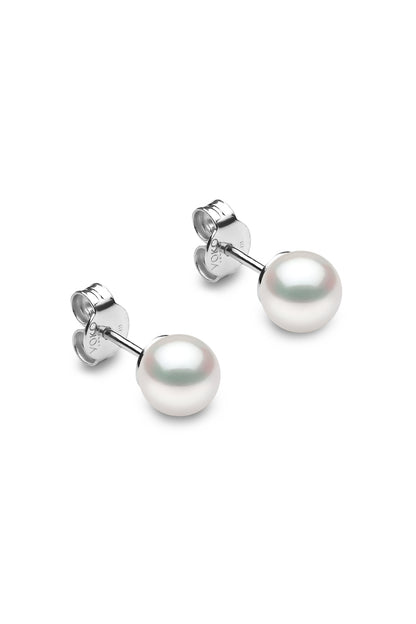 YOKO London 18ct White Gold 6mm Cultured Japanese Akoya Pearl Stud Earrings