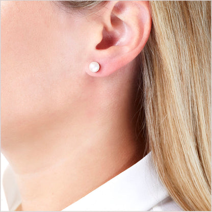 YOKO London 18ct White Gold 6mm Cultured Japanese Akoya Pearl Stud Earrings
