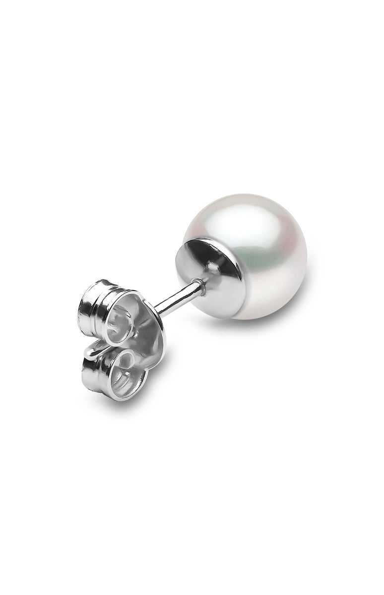 YOKO London 18ct White Gold 7mm Cultured Japanese Akoya Pearl Stud Earrings
