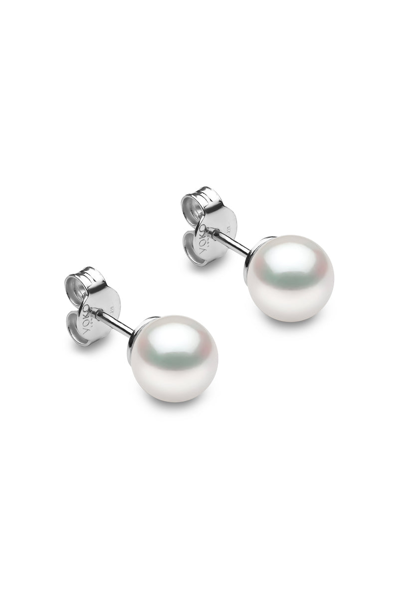 YOKO London 18ct White Gold 7mm Cultured Japanese Akoya Pearl Stud Earrings