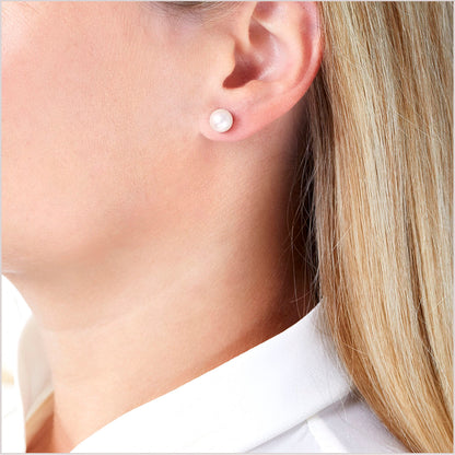 YOKO London 18ct White Gold 7mm Cultured Japanese Akoya Pearl Stud Earrings