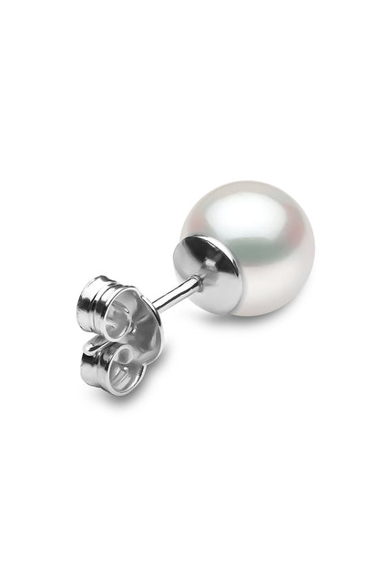 YOKO London 18ct White Gold 8mm Cultured Japanese Akoya Pearl Stud Earrings