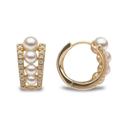 YOKO London Eclipse 18ct Gold, Pearl & Diamond Set Hoop Earrings