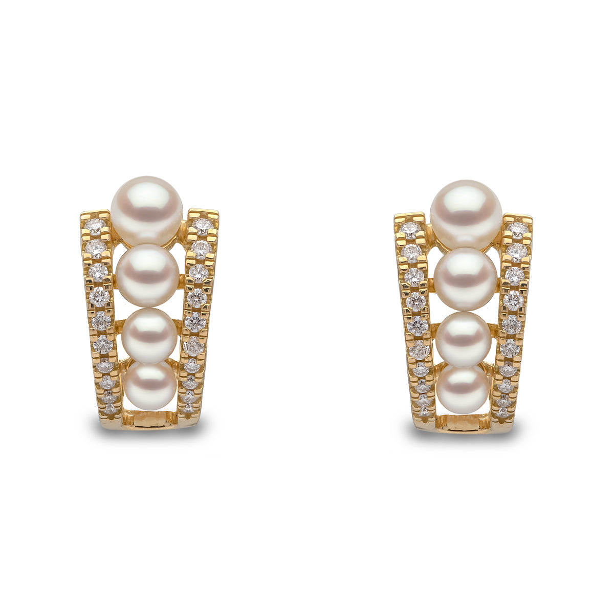 YOKO London Eclipse 18ct Gold, Pearl & Diamond Set Hoop Earrings